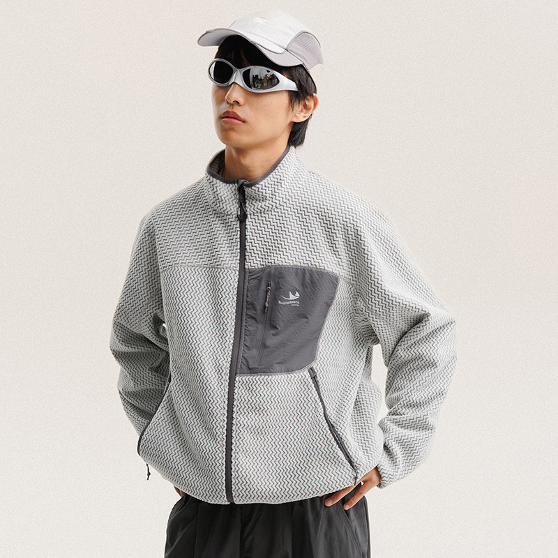Outdoor Sport Winter Jacket - Veste polaire à rayures ondulées pour