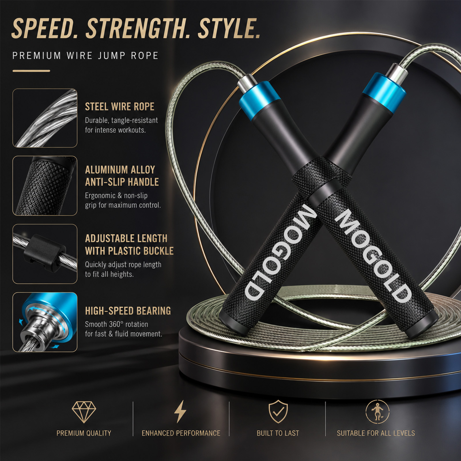 Speed Skipping Rope - Corde à sauter professionnelle MOGOLD avec